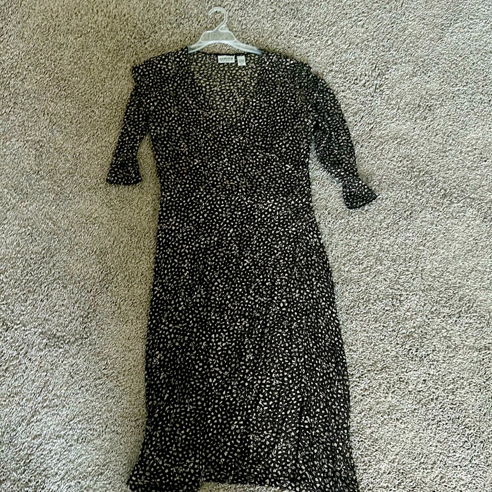 Chico’s Traveler’s animal print faux wrap midi dress